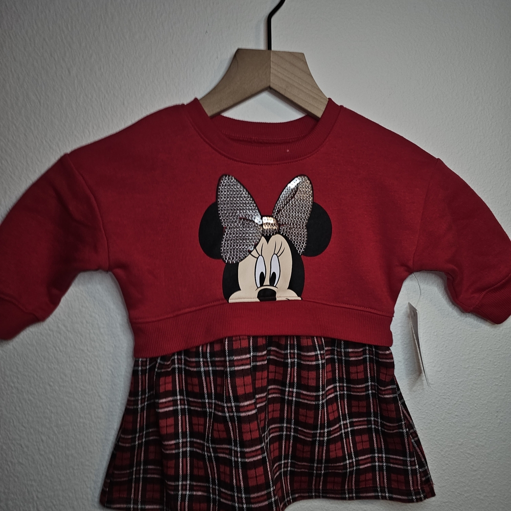 Disney Minnie Mouse Red Plaid Kids Casual Dress